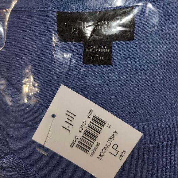 New J.Jill $79 LP Wearever Lenzing Ecovero Blue Viscose Long Sleeve‎ Tie-Waist - Picture 6 of 10